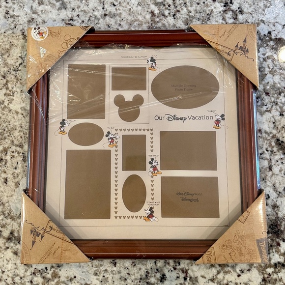 Walt Disney “Our Disney Vacation” Mickey Mouse Collage Picture Frame 16" x 16" - Picture 1 of 5